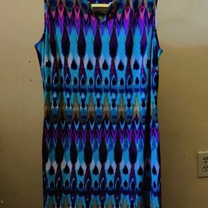Madison Leigh Blue and Purple Sleeveless Midi Dress